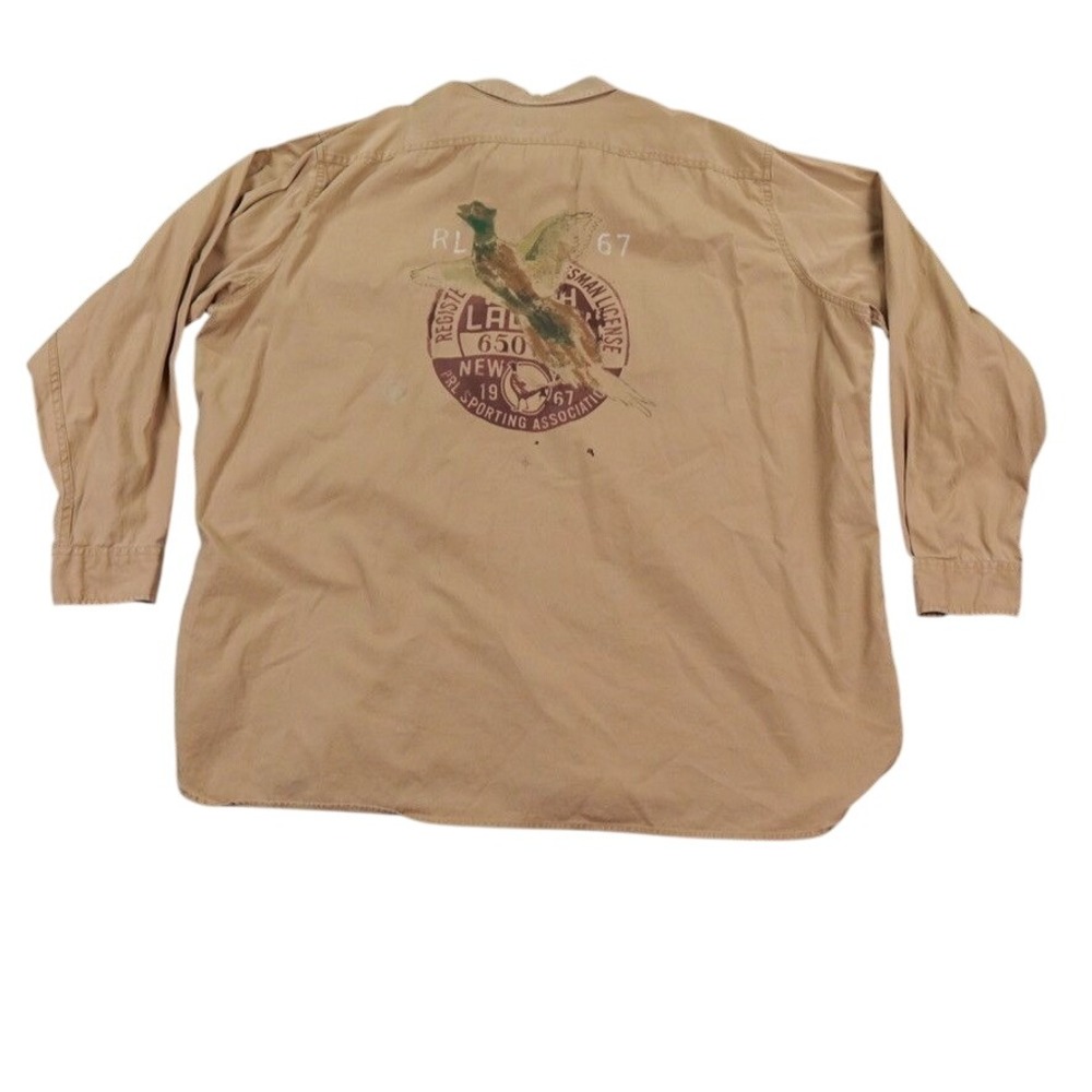 Polo Ralph Lauren Shirt Mens 2XB Tan PRL Sporting Association Pheasant Hunting